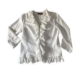 Vintage Lauren Ralph Lauren Denim Ruffle Top Size 16 NWT